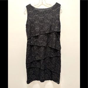 Beautiful Lace and sequin pure black sleeveless midi Cocktail dress